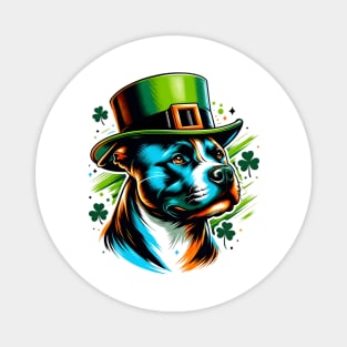 Staffordshire Bull Terrier's St Patrick's Day Festive Spirit Magnet